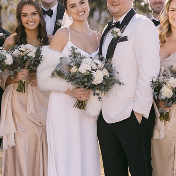 Faux Fur Bridal Shawl - Small Ivory with black tips - Picture 10 of 10